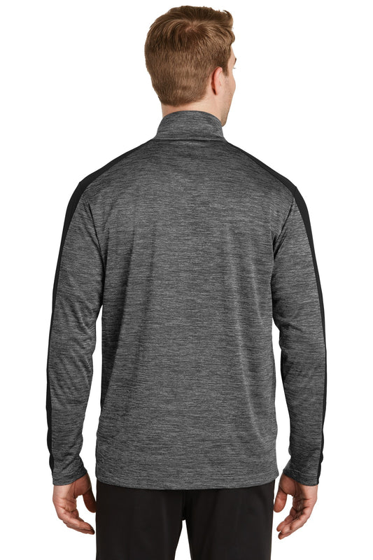 Sport-Tek PosiCharge Electric Heather Colorblock 1/4-Zip Pullover. ST397 Grey-Black Electric/ Black