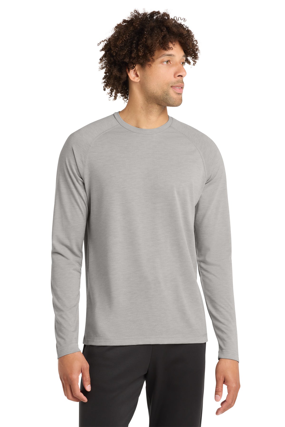 Sport-Tek PosiCharge Long Sleeve Tri-Blend Wicking Raglan Tee ST400LS Light Grey Heather