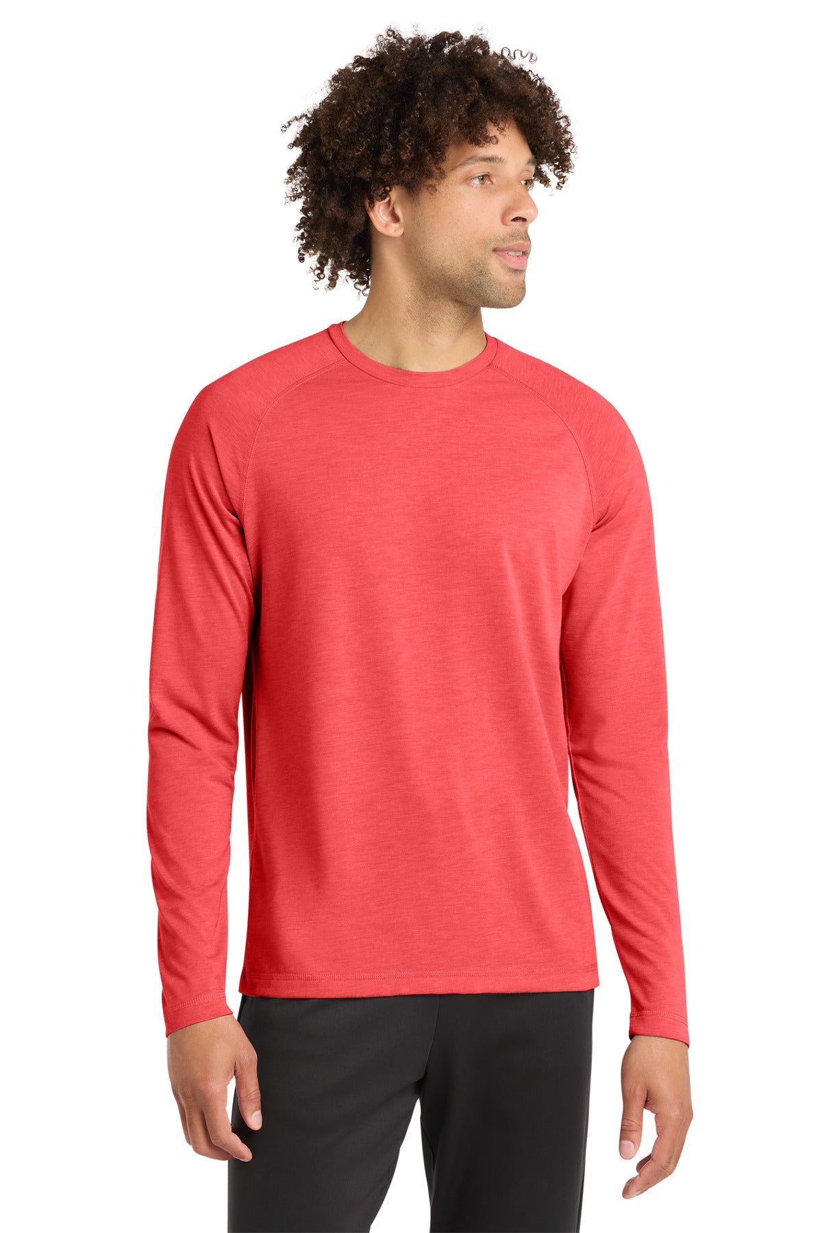 Sport-Tek PosiCharge Long Sleeve Tri-Blend Wicking Raglan Tee ST400LS True Red Heather