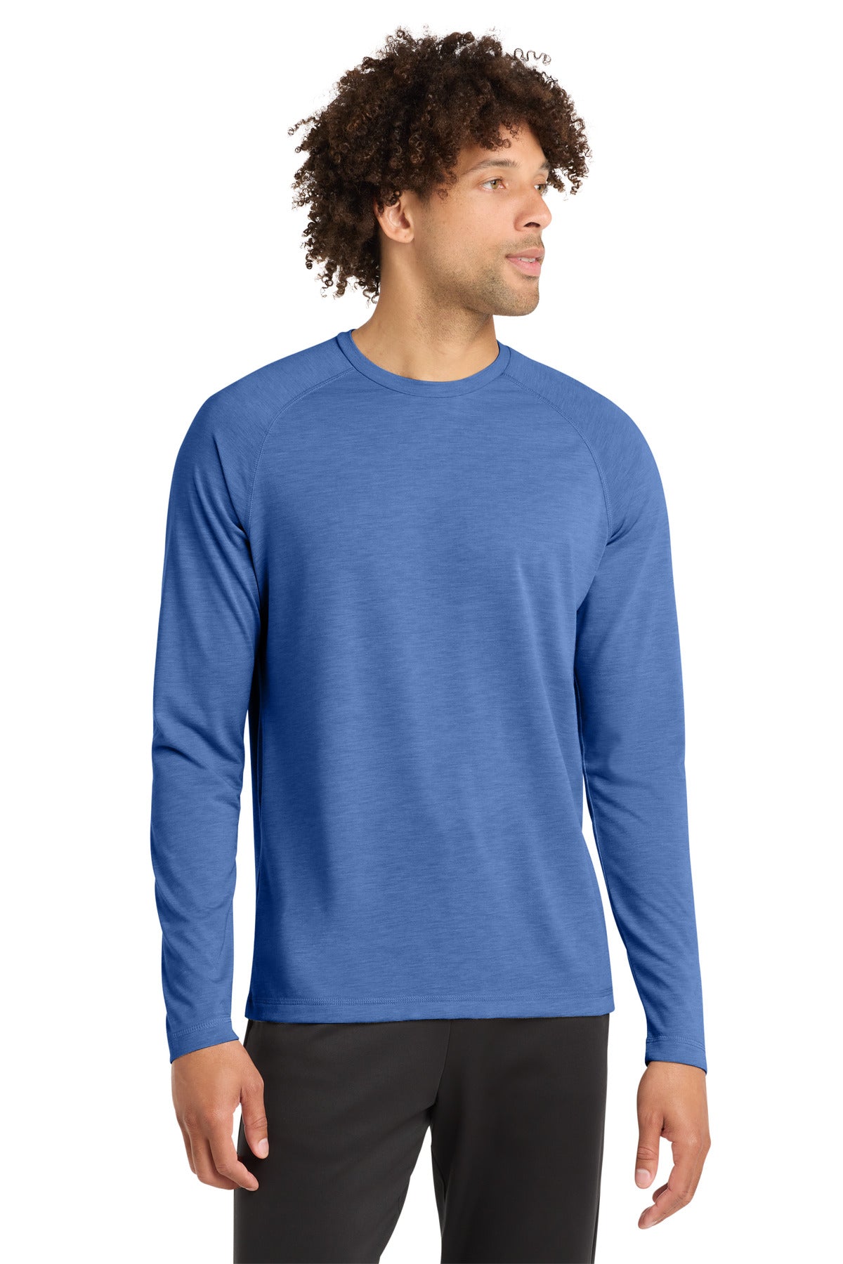 Sport-Tek PosiCharge Long Sleeve Tri-Blend Wicking Raglan Tee ST400LS True Royal Heather