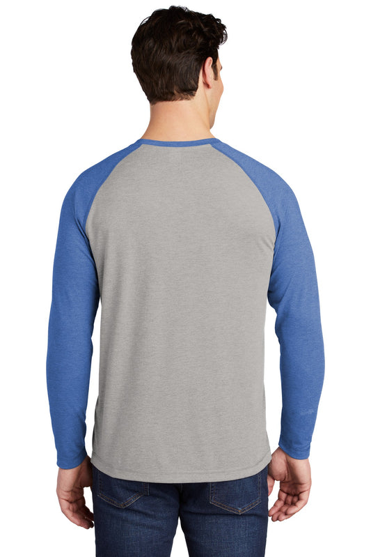 Sport-Tek PosiCharge Long Sleeve Tri-Blend Wicking Raglan Tee ST400LS True Royal Heather/ Light Grey Heather