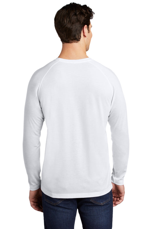 Sport-Tek PosiCharge Long Sleeve Tri-Blend Wicking Raglan Tee ST400LS White Triad Solid