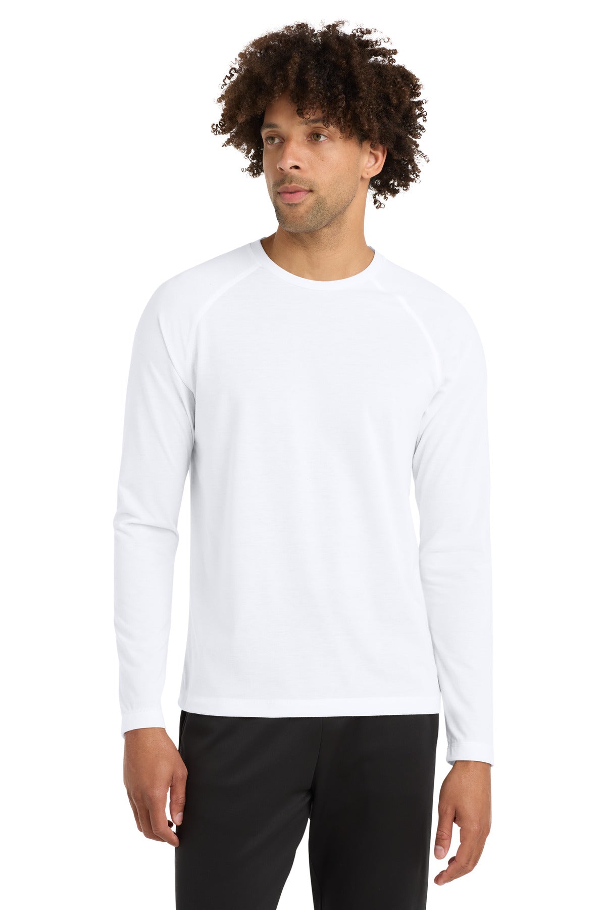 Sport-Tek PosiCharge Long Sleeve Tri-Blend Wicking Raglan Tee ST400LS White Triad Solid