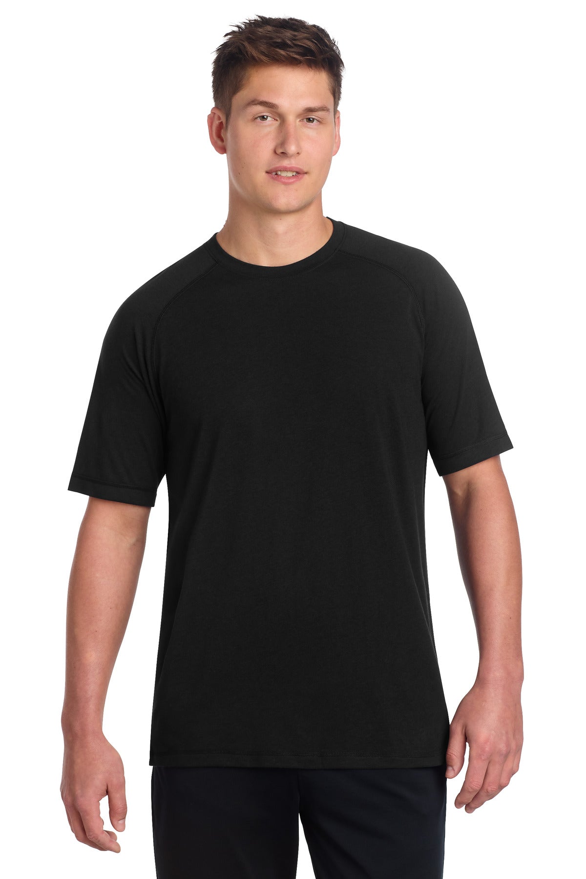 Sport-Tek PosiCharge Tri-Blend Wicking Raglan Tee ST400 Black Triad Solid