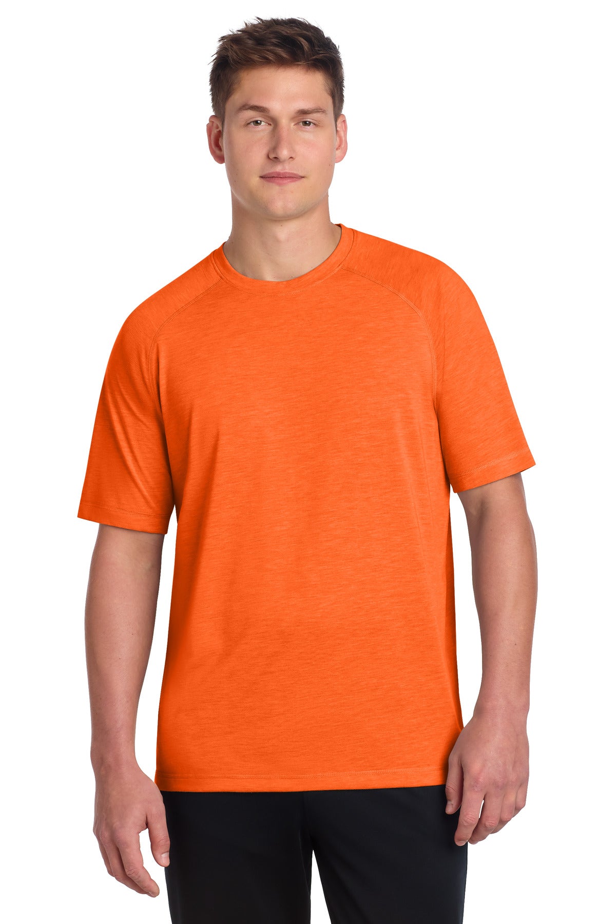 Sport-Tek PosiCharge Tri-Blend Wicking Raglan Tee ST400 Deep Orange Heather