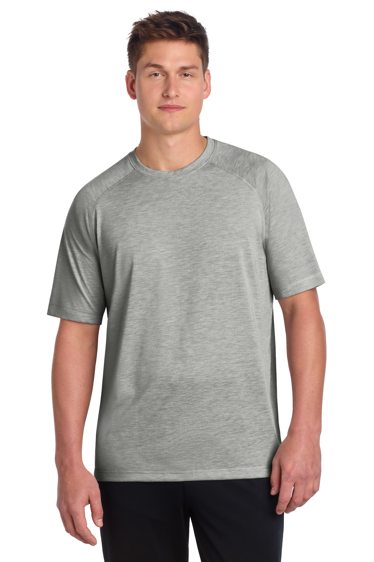 Sport-Tek PosiCharge Tri-Blend Wicking Raglan Tee ST400 Light Grey Heather