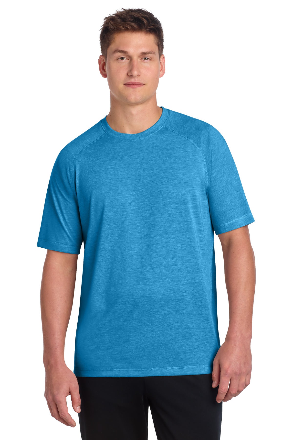 Sport-Tek PosiCharge Tri-Blend Wicking Raglan Tee ST400 Pond Blue Heather