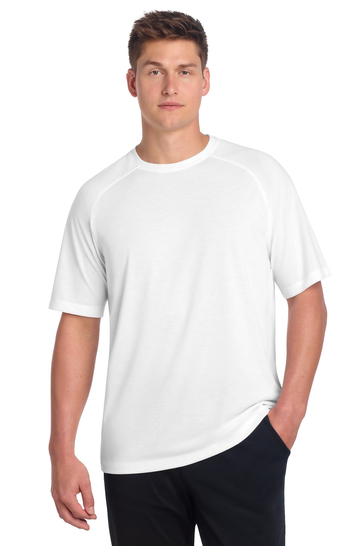 Sport-Tek PosiCharge Tri-Blend Wicking Raglan Tee ST400 White Triad Solid
