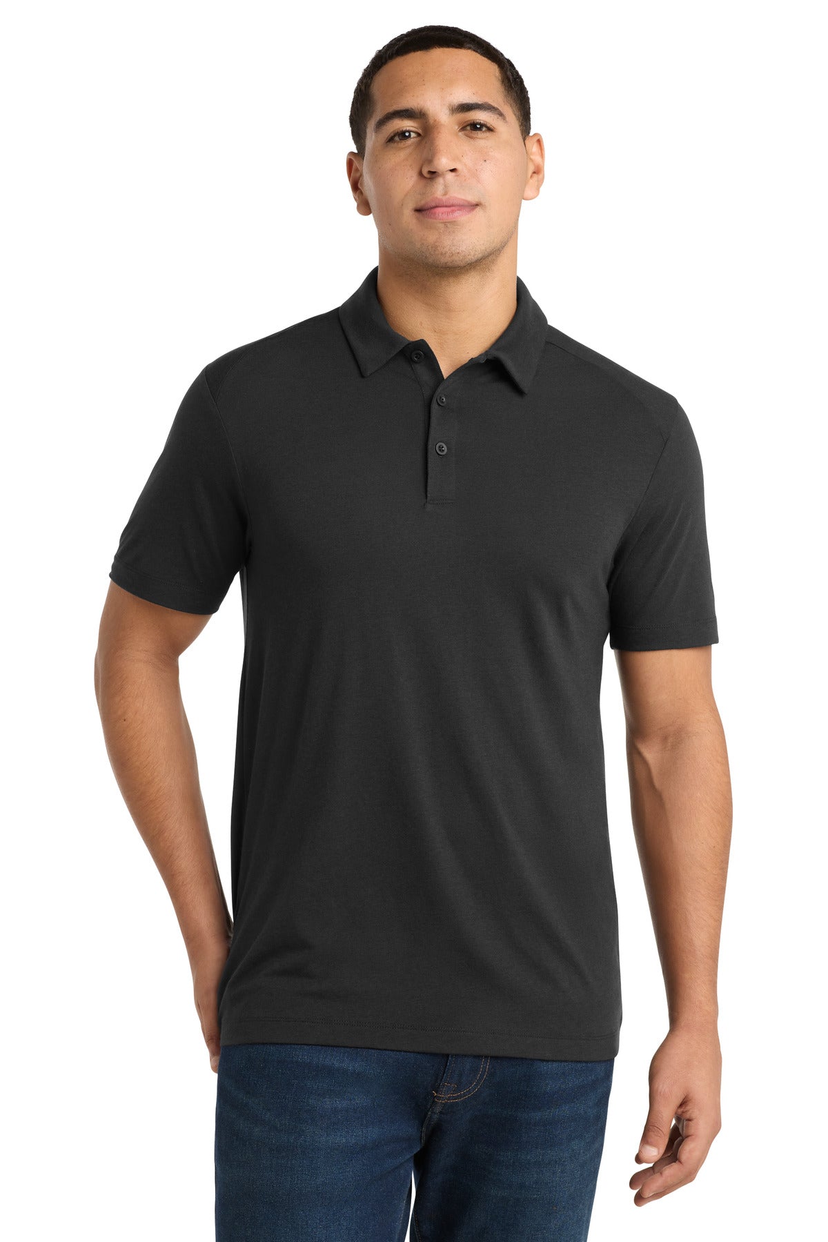 Sport-Tek PosiCharge Tri-Blend Wicking Polo ST405 Black Triad Solid