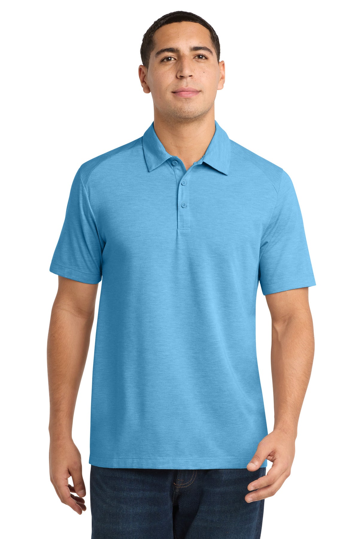 Sport-Tek PosiCharge Tri-Blend Wicking Polo ST405 Pond Blue Heather