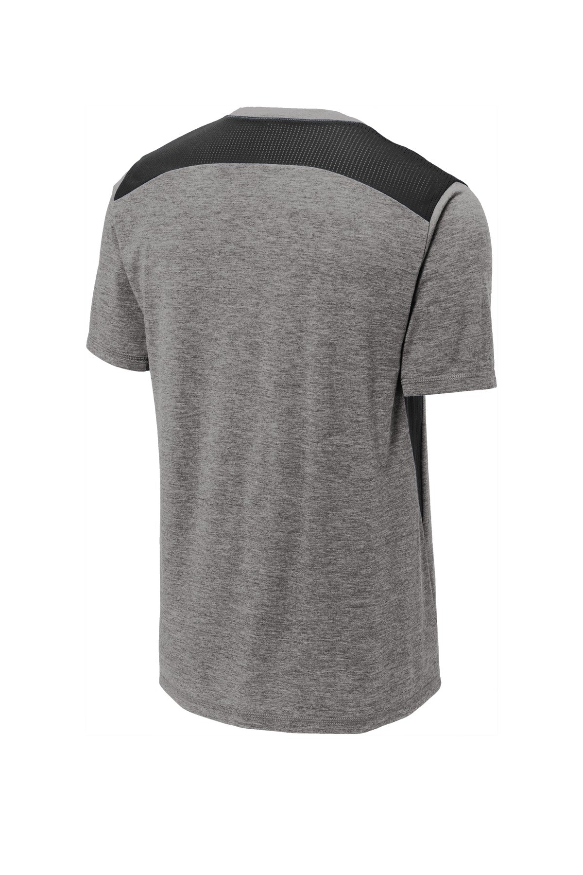 Sport-Tek PosiCharge Tri-Blend Wicking Draft Tee. ST410 Black/ Dark Grey Heather