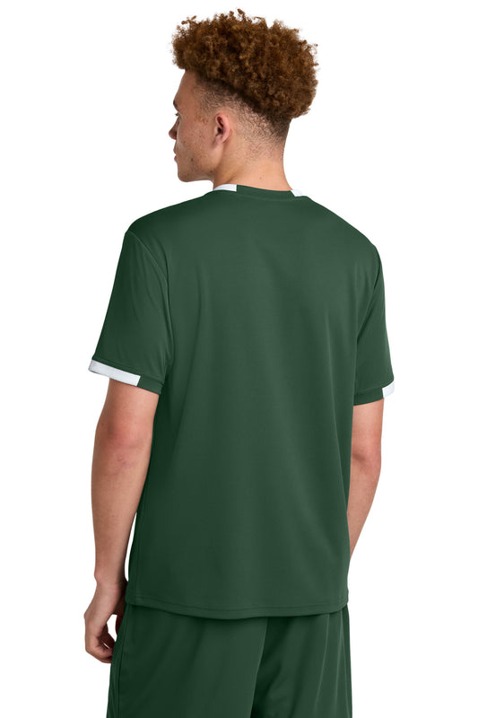 Sport-Tek Club Short Sleeve Crew ST440 Forest Green/ White