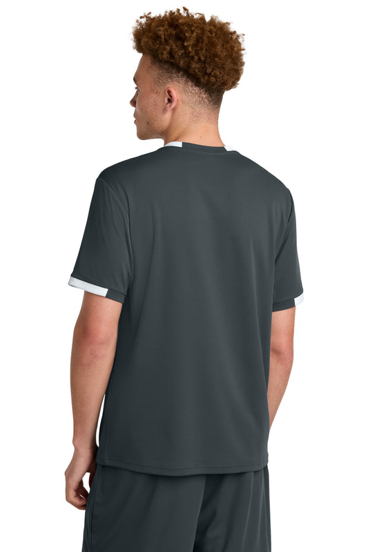 Sport-Tek Club Short Sleeve Crew ST440 Iron Grey/ White