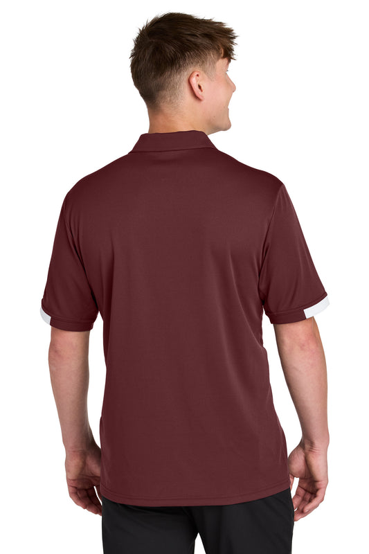 Sport-Tek Club Colorblock Polo ST444 Maroon/ White