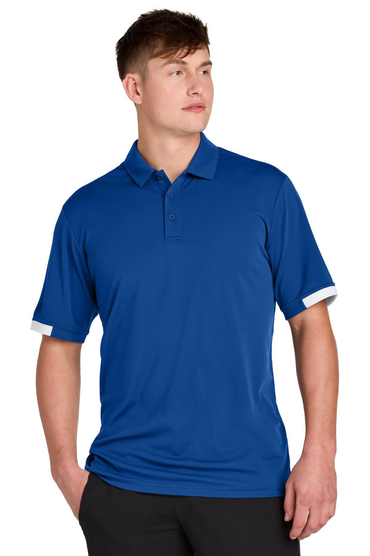 Sport-Tek Club Colorblock Polo ST444 True Royal/ White