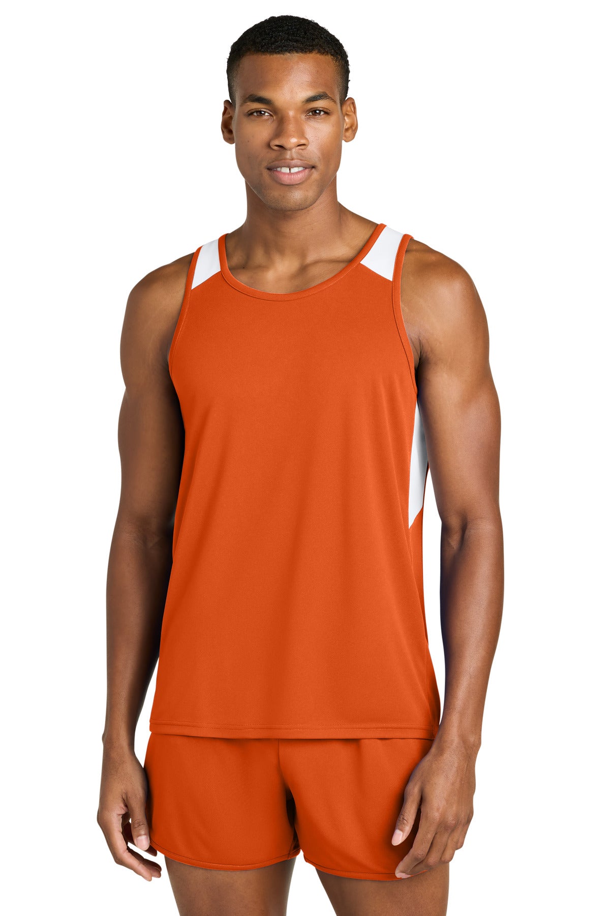Sport-Tek Club Track Tank ST446 Deep Orange/ White