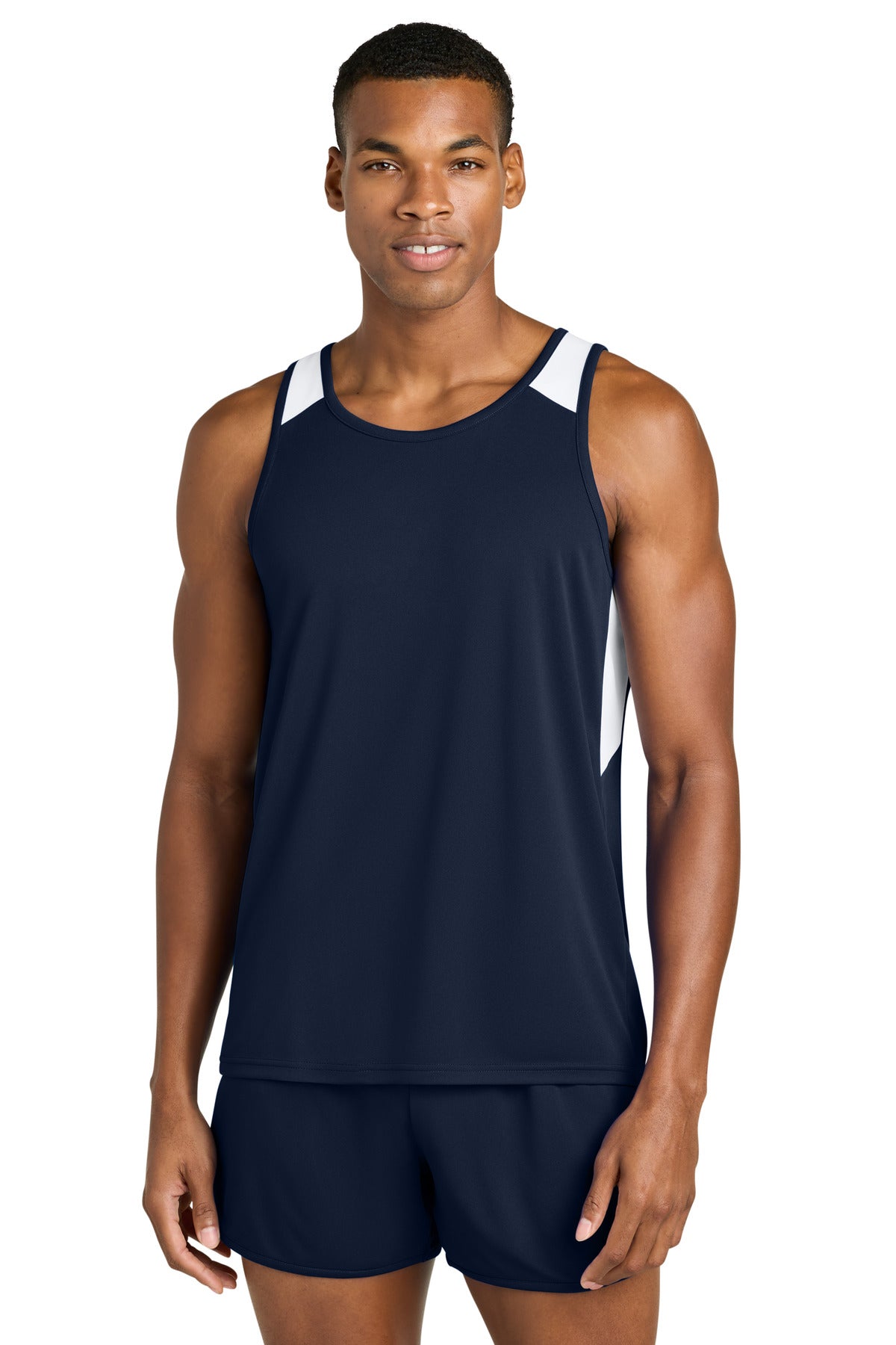 Sport-Tek Club Track Tank ST446 True Navy/ White