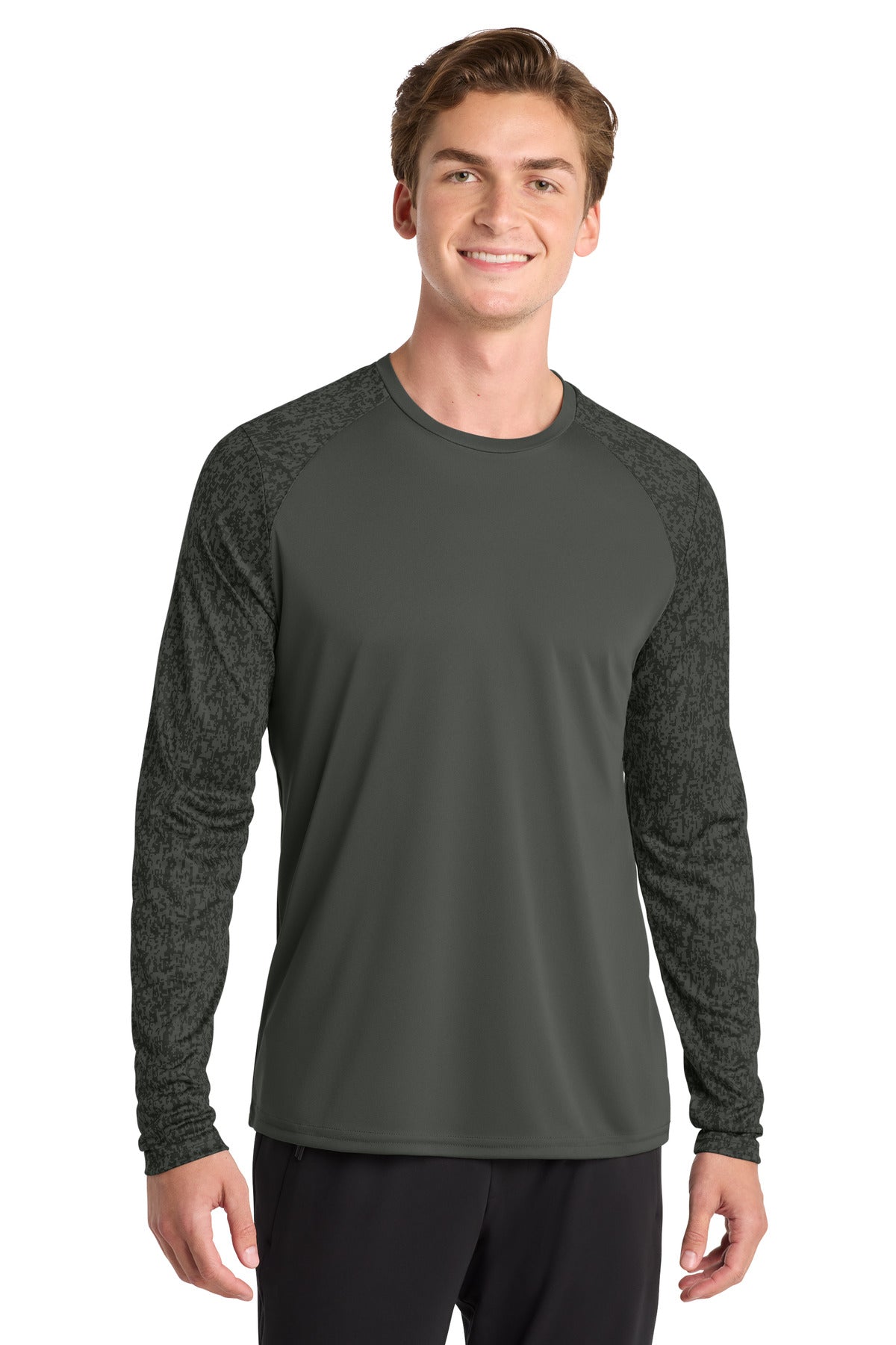 Sport-Tek Long Sleeve Digi Camo Tee ST460LS Black