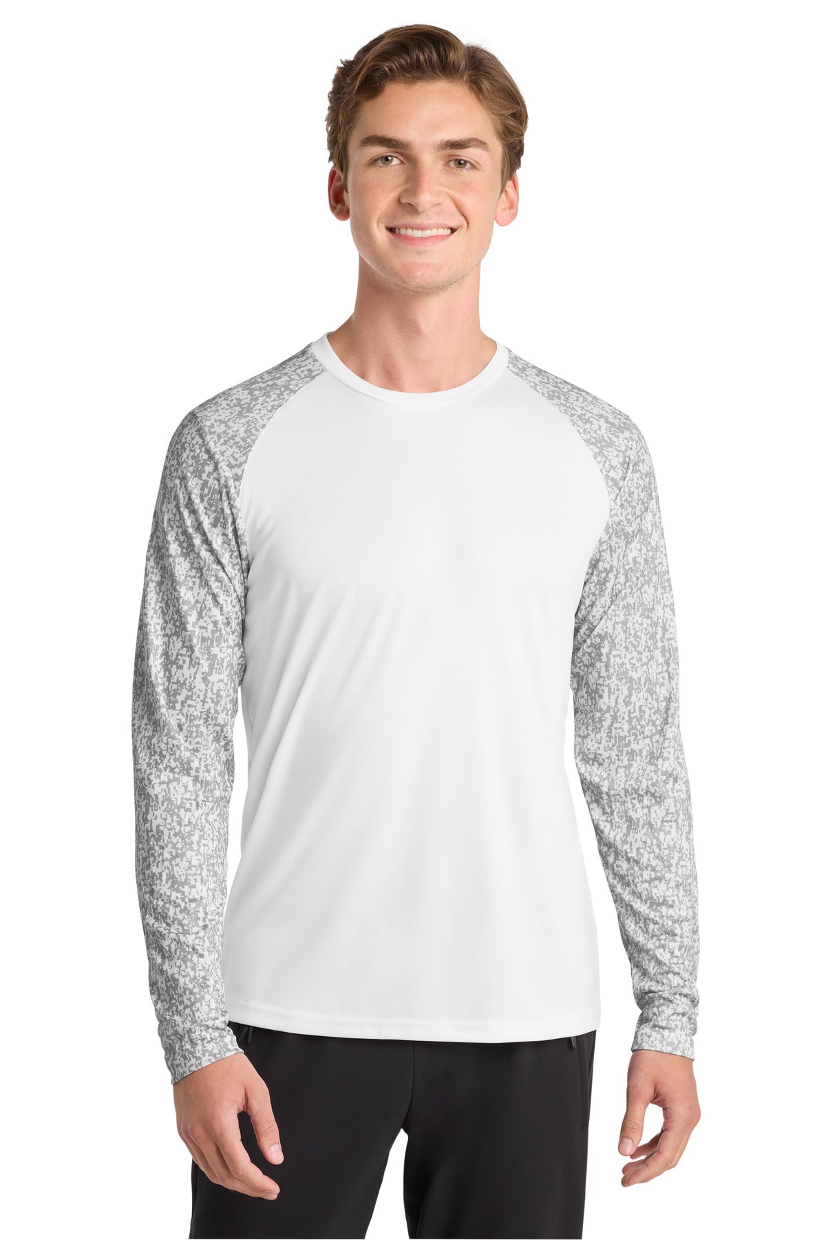 Sport-Tek Long Sleeve Digi Camo Tee ST460LS White