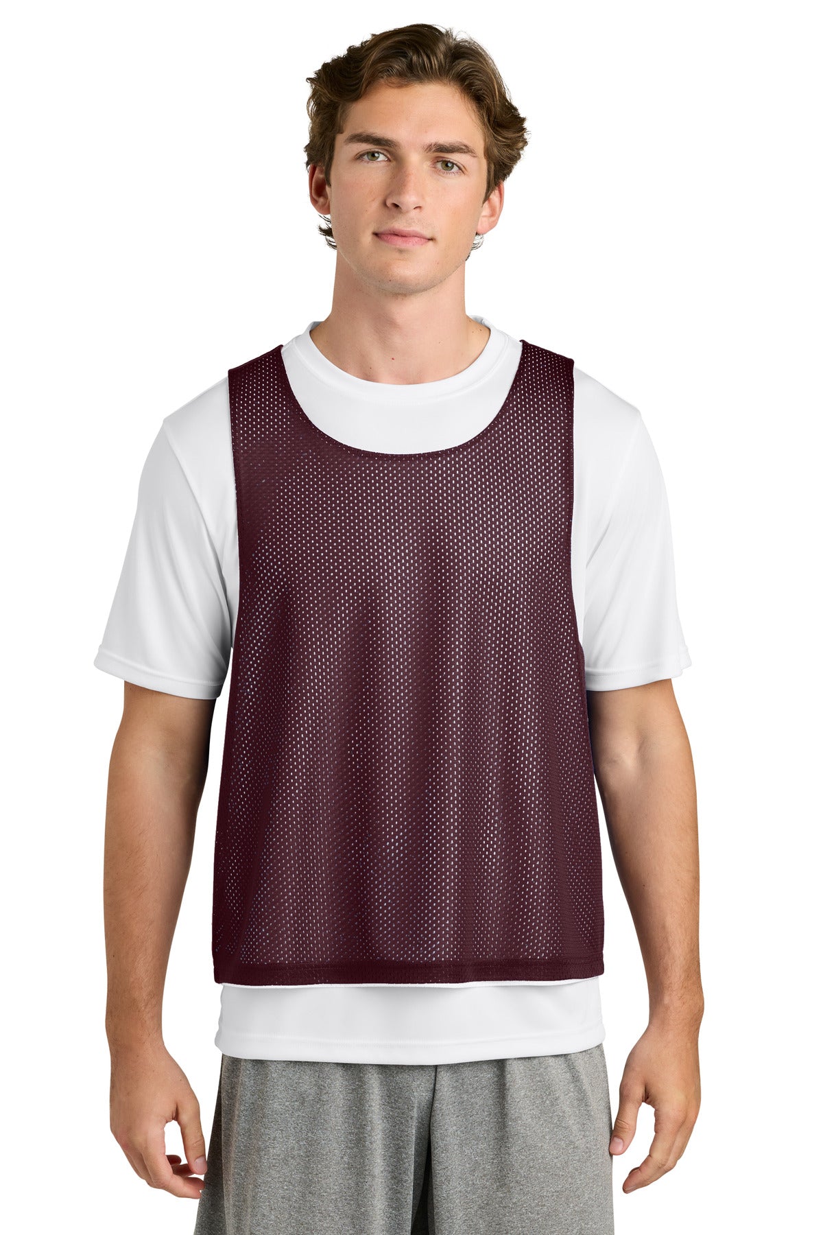 Sport-Tek Lacrosse Reversible Pinnie ST512 Maroon/ White
