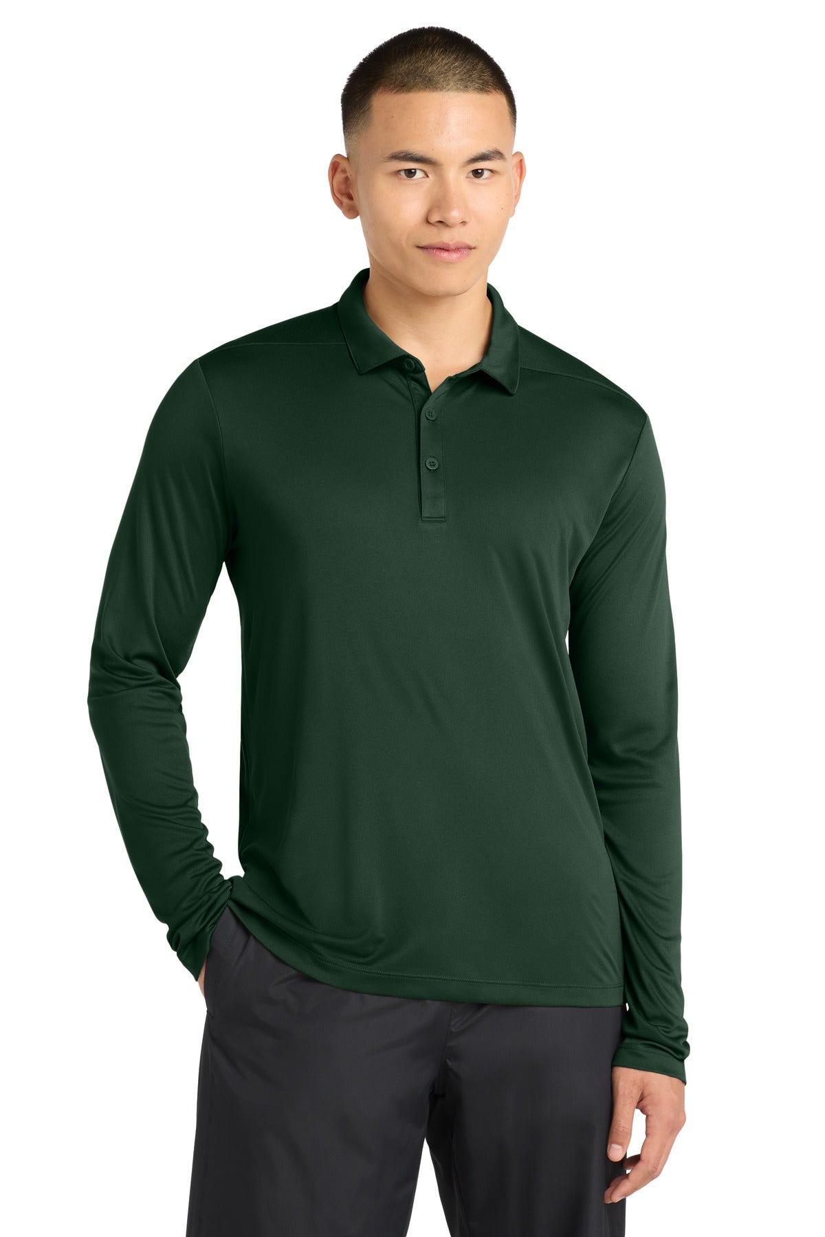 Sport-Tek Posi-UV Pro Long Sleeve Polo ST520LS Forest Green