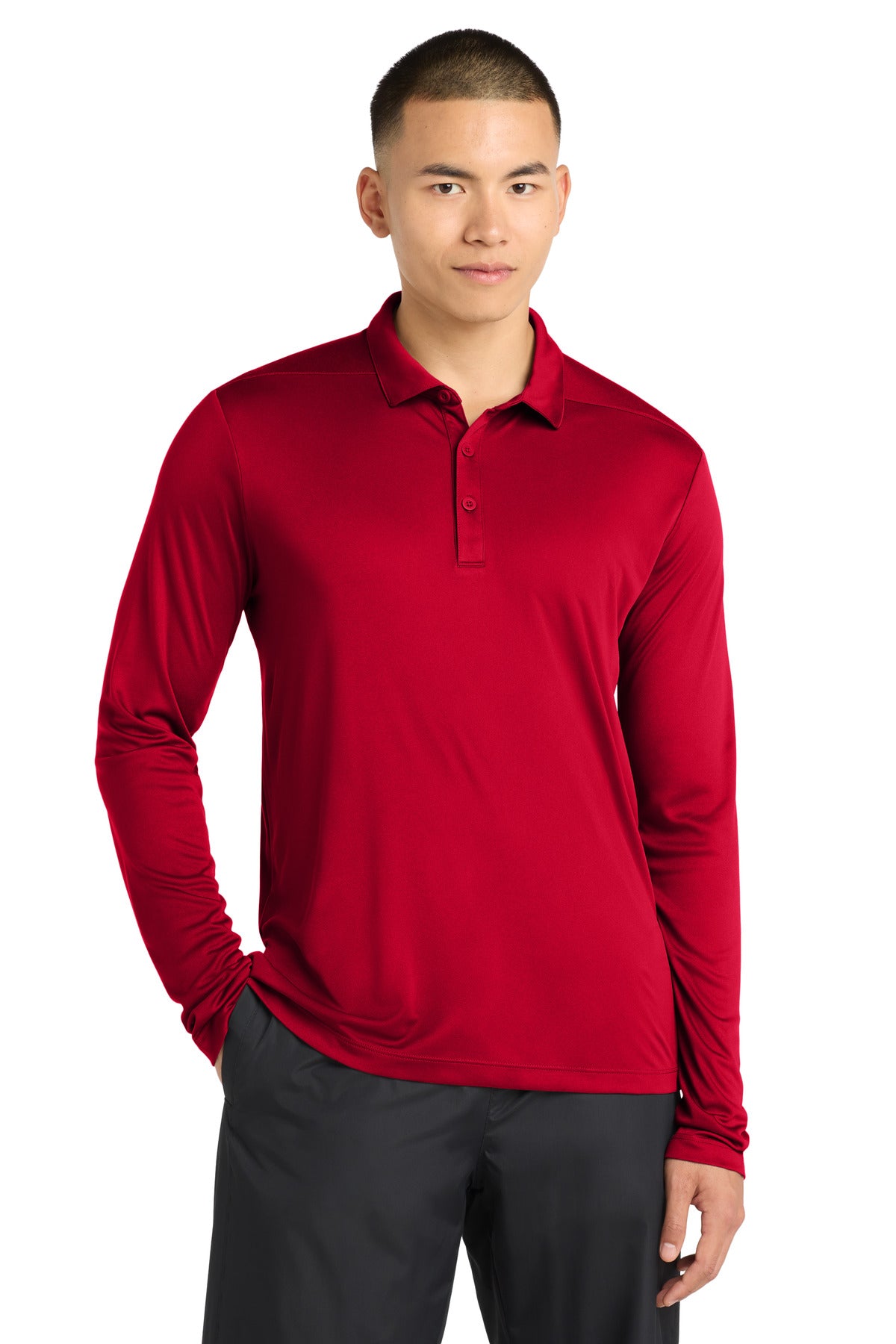 Sport-Tek Posi-UV Pro Long Sleeve Polo ST520LS True Red