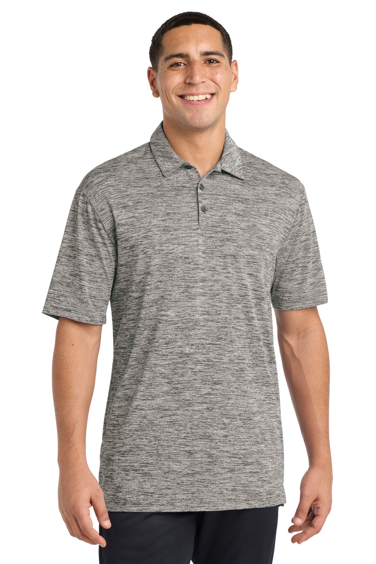 Sport-Tek PosiCharge Electric Heather Polo ST590 Black Electric