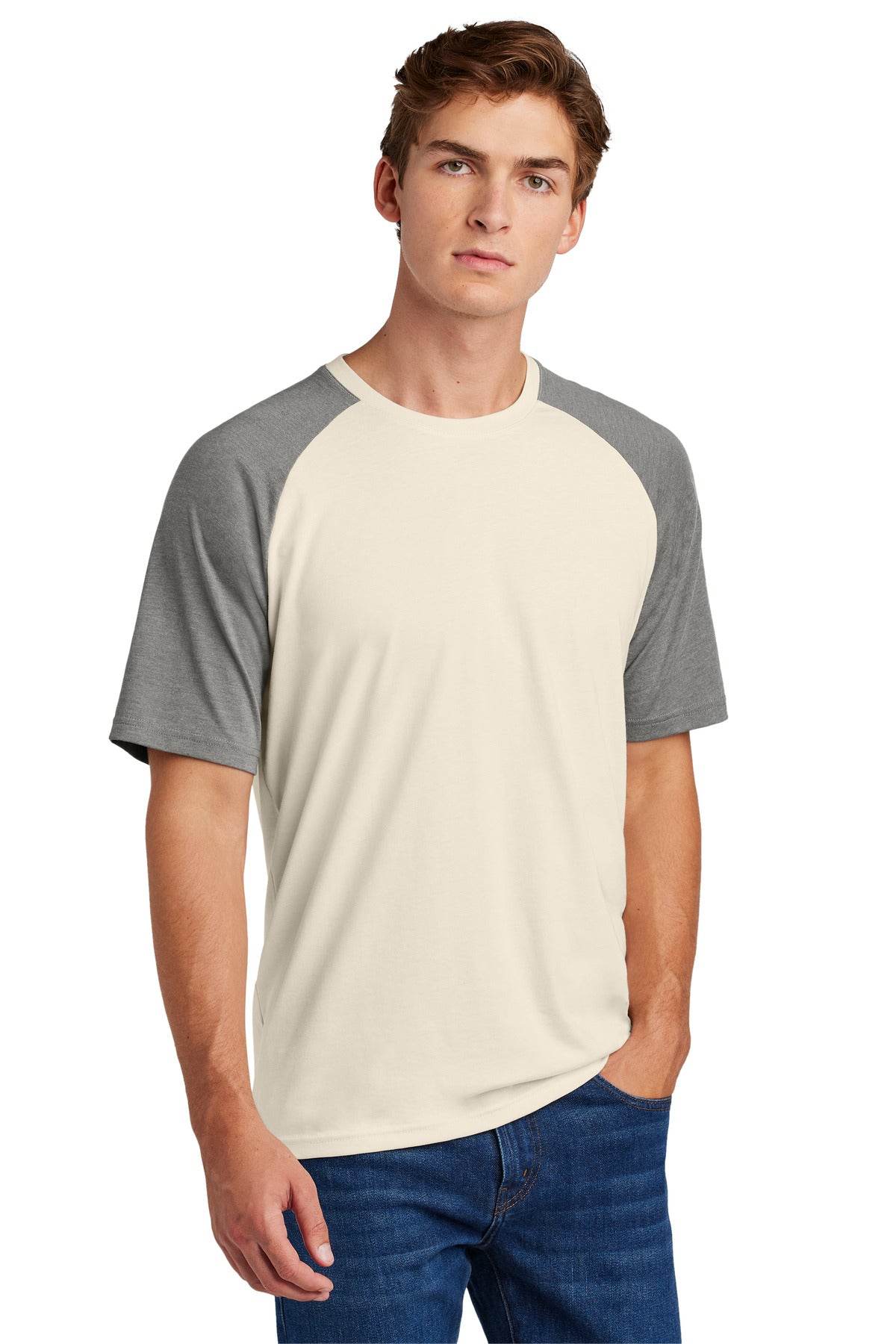 Sport-Tek Halftime Raglan Tee ST6040 Vintage Heather/ Ecru