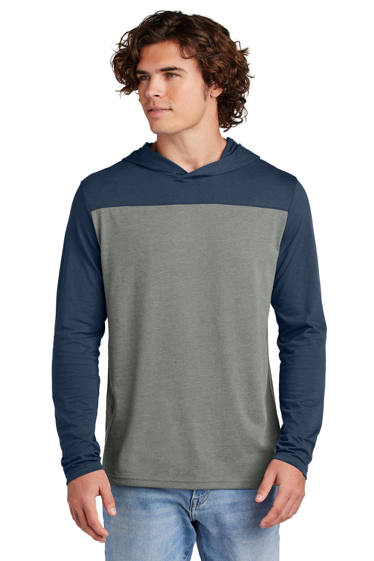 Sport-Tek Halftime Long Sleeve Hoodie ST6044 True Navy/ Vintage Heather