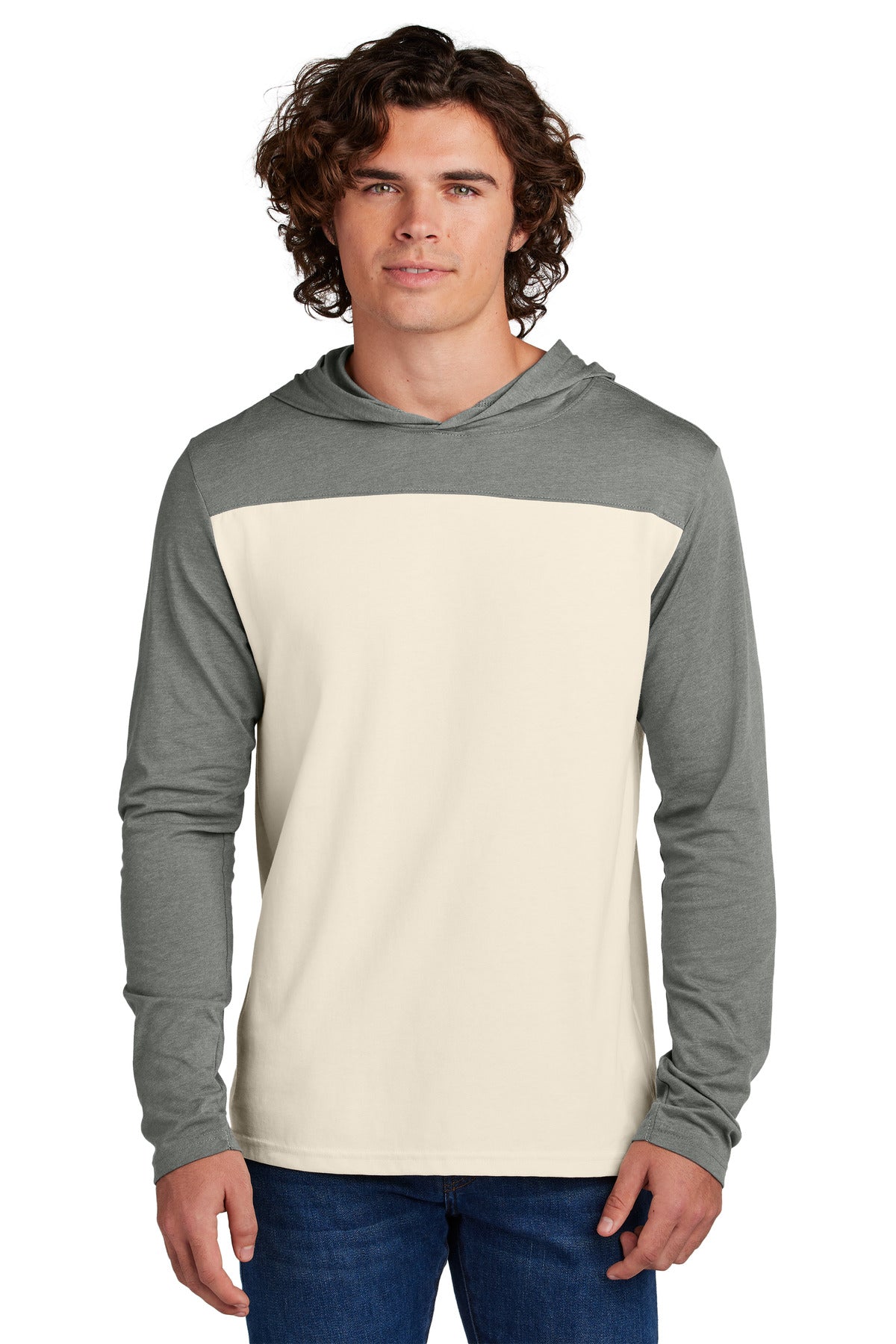 Sport-Tek Halftime Long Sleeve Hoodie ST6044 Vintage Heather/ Ecru