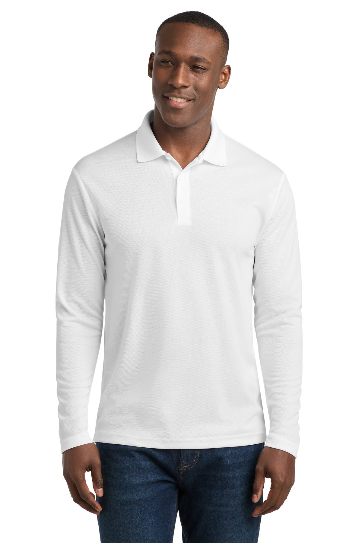 Sport-Tek PosiCharge RacerMesh Long Sleeve Polo ST640LS White