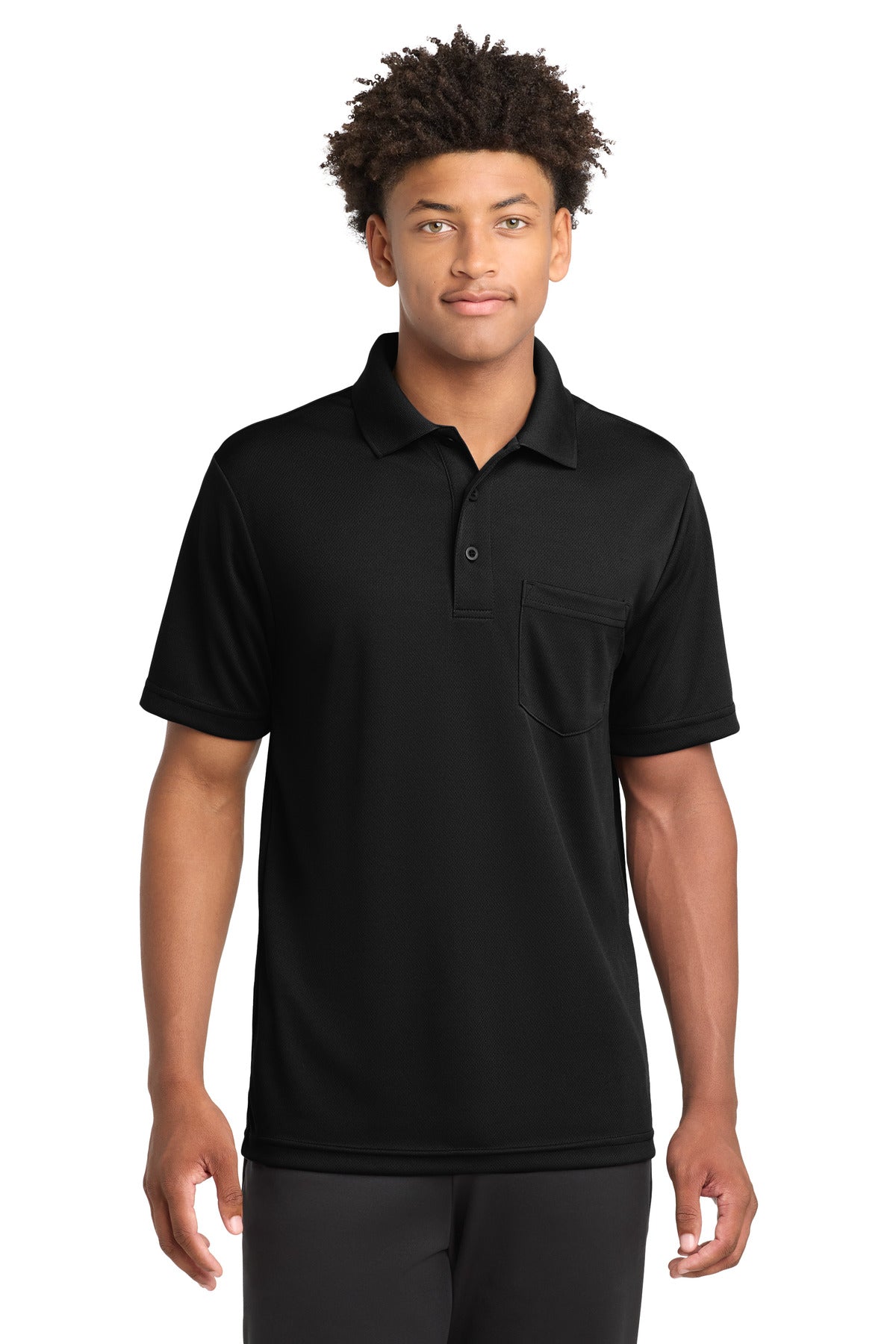 Sport-Tek PosiCharge RacerMesh Pocket Polo ST640P Black