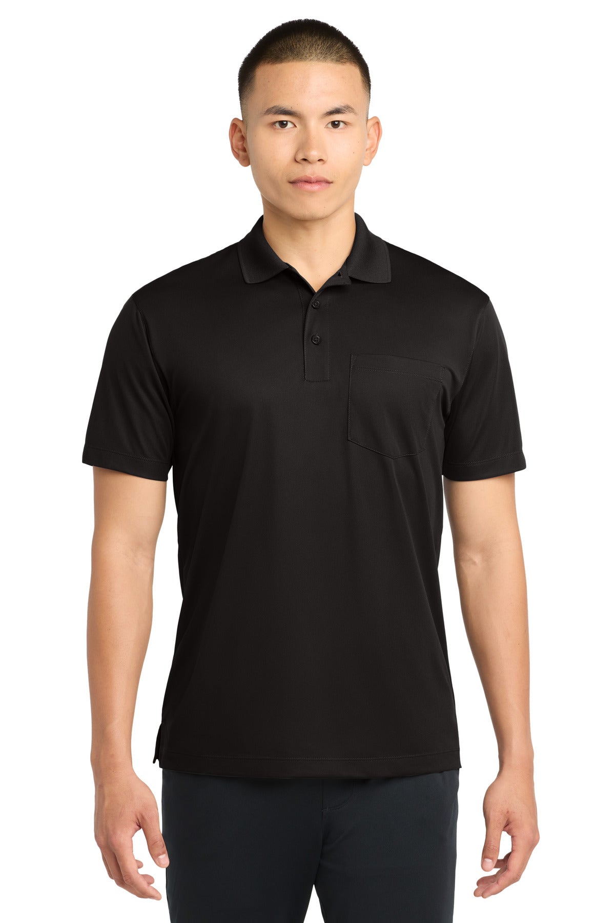 Sport-Tek Micropique Sport-Wick Pocket Polo ST651 Black