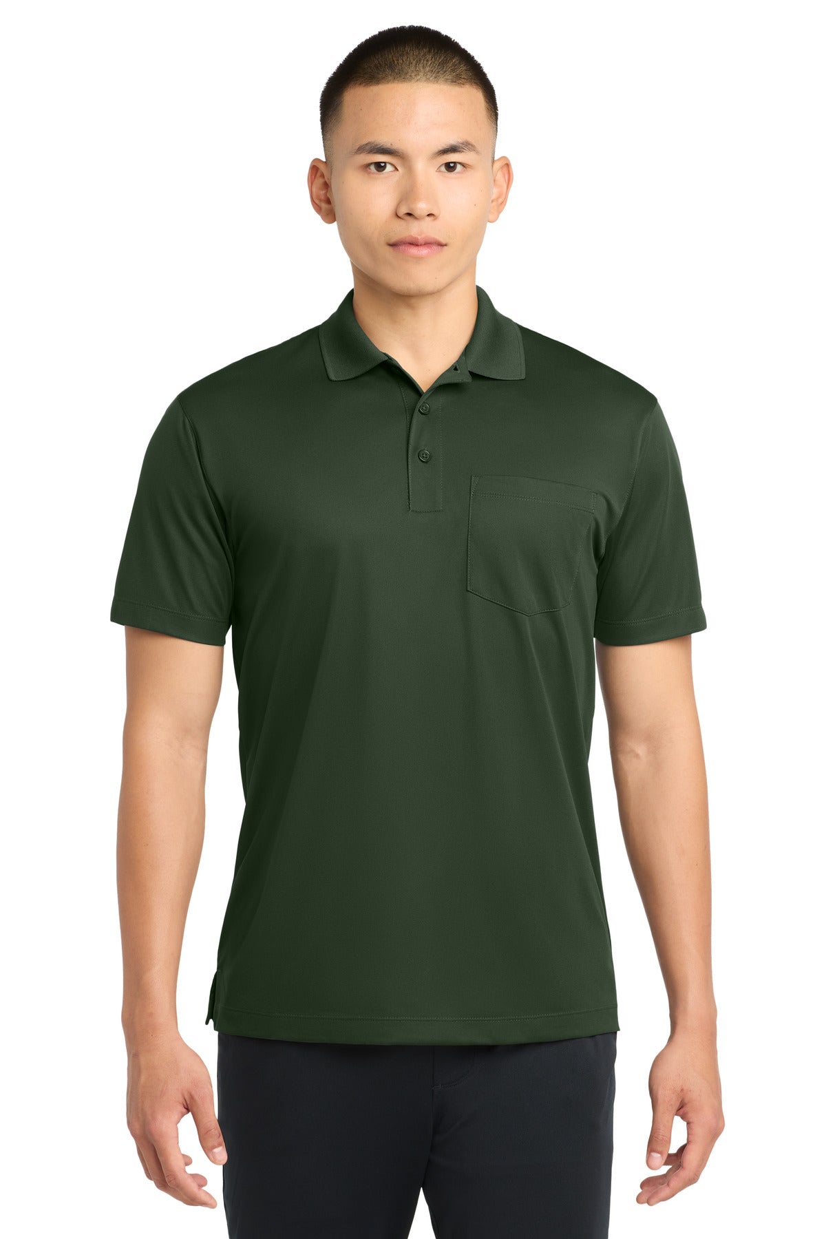 Sport-Tek Micropique Sport-Wick Pocket Polo ST651 Forest Green