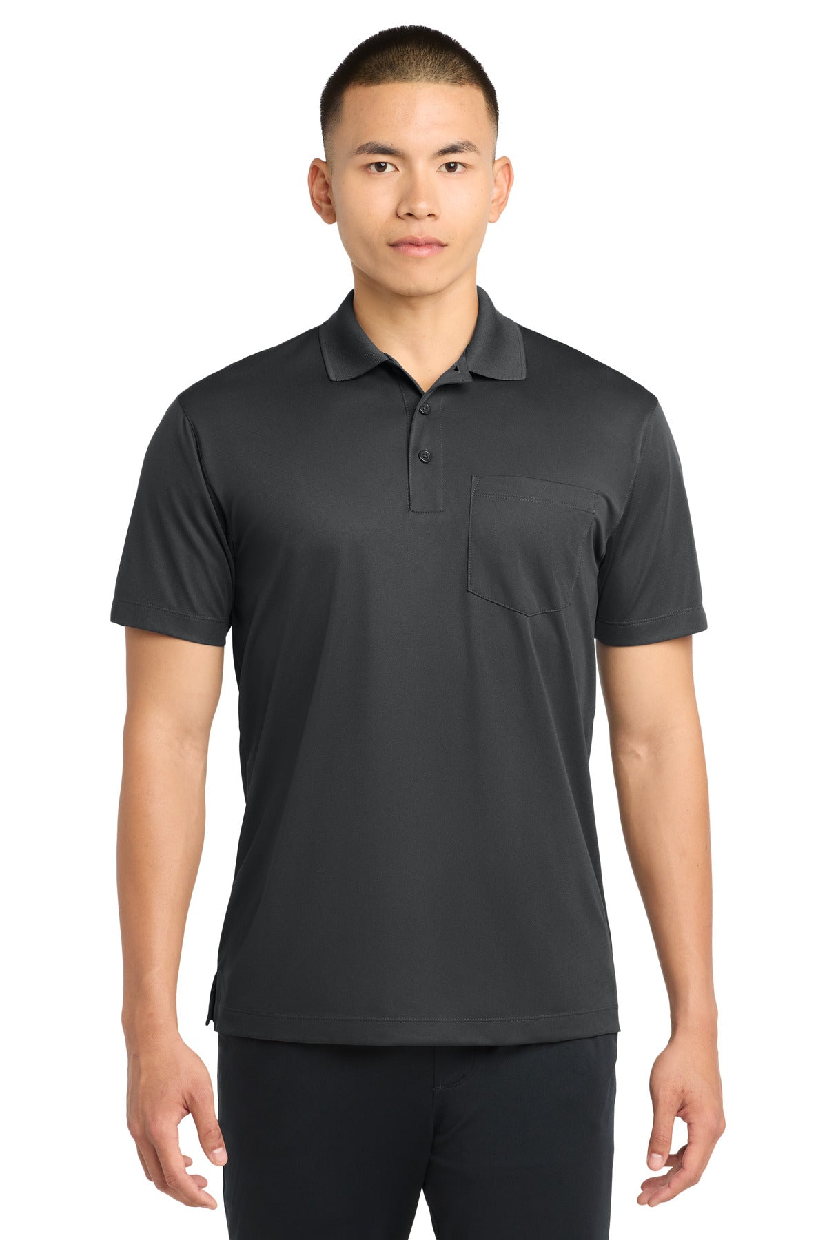 Sport-Tek Micropique Sport-Wick Pocket Polo ST651 Iron Grey