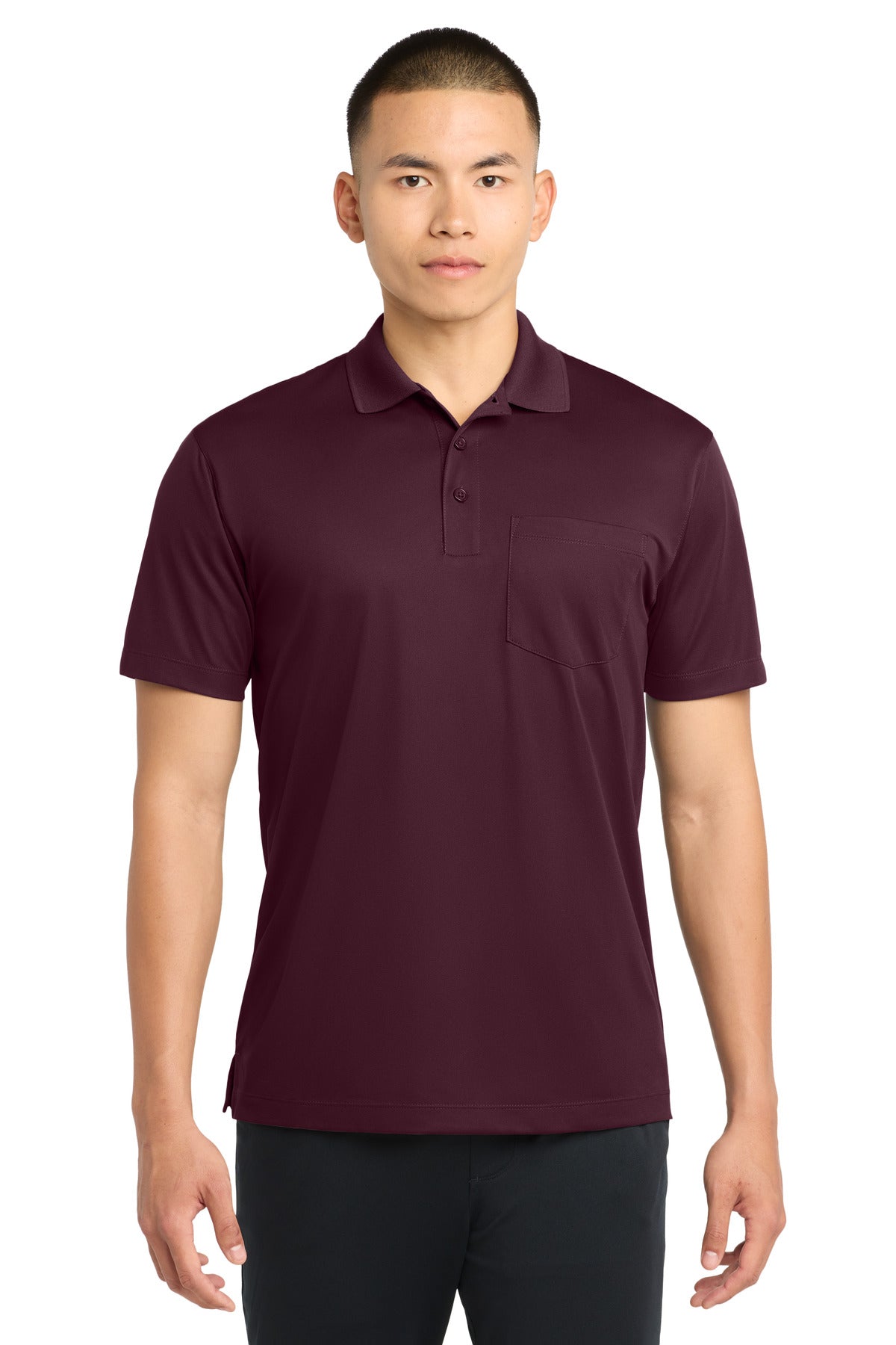 Sport-Tek Micropique Sport-Wick Pocket Polo ST651 Maroon