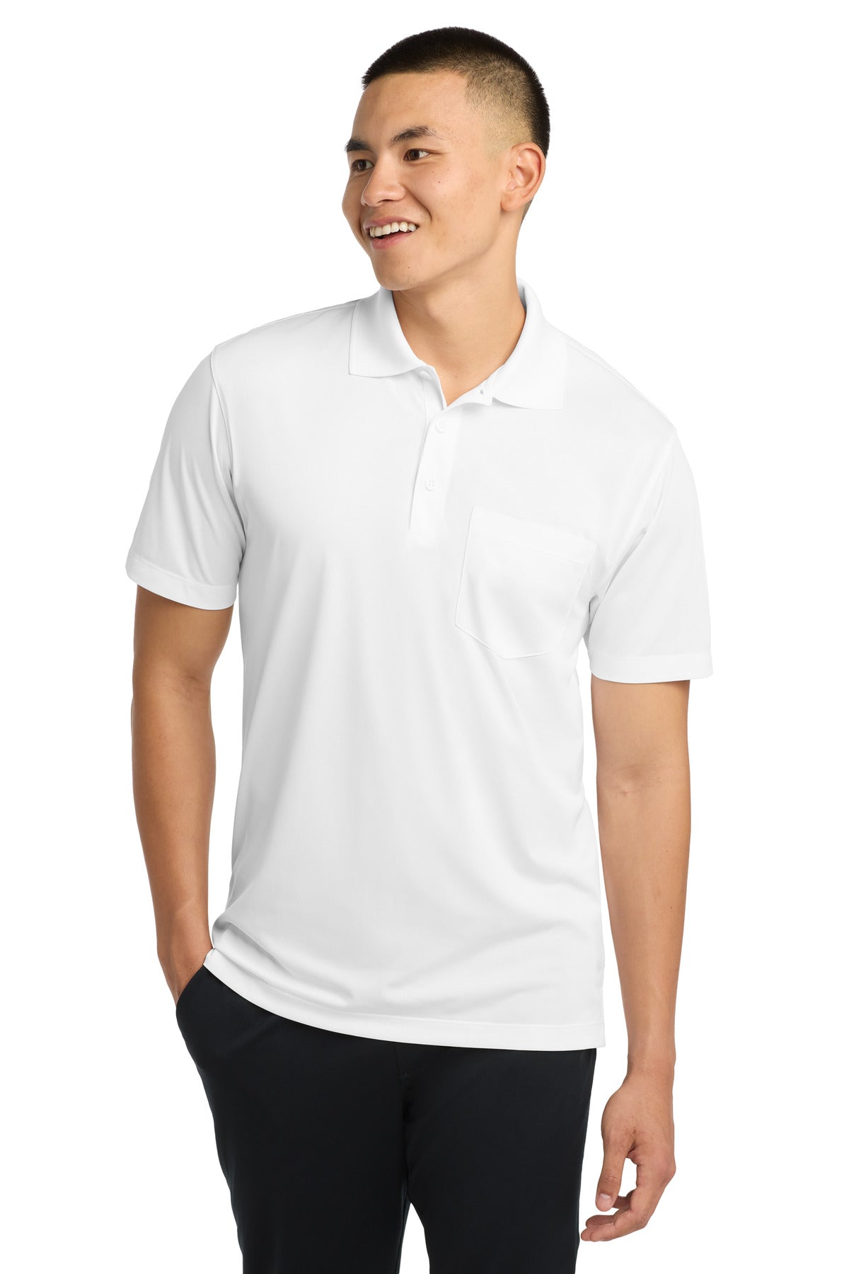 Sport-Tek Micropique Sport-Wick Pocket Polo ST651 White