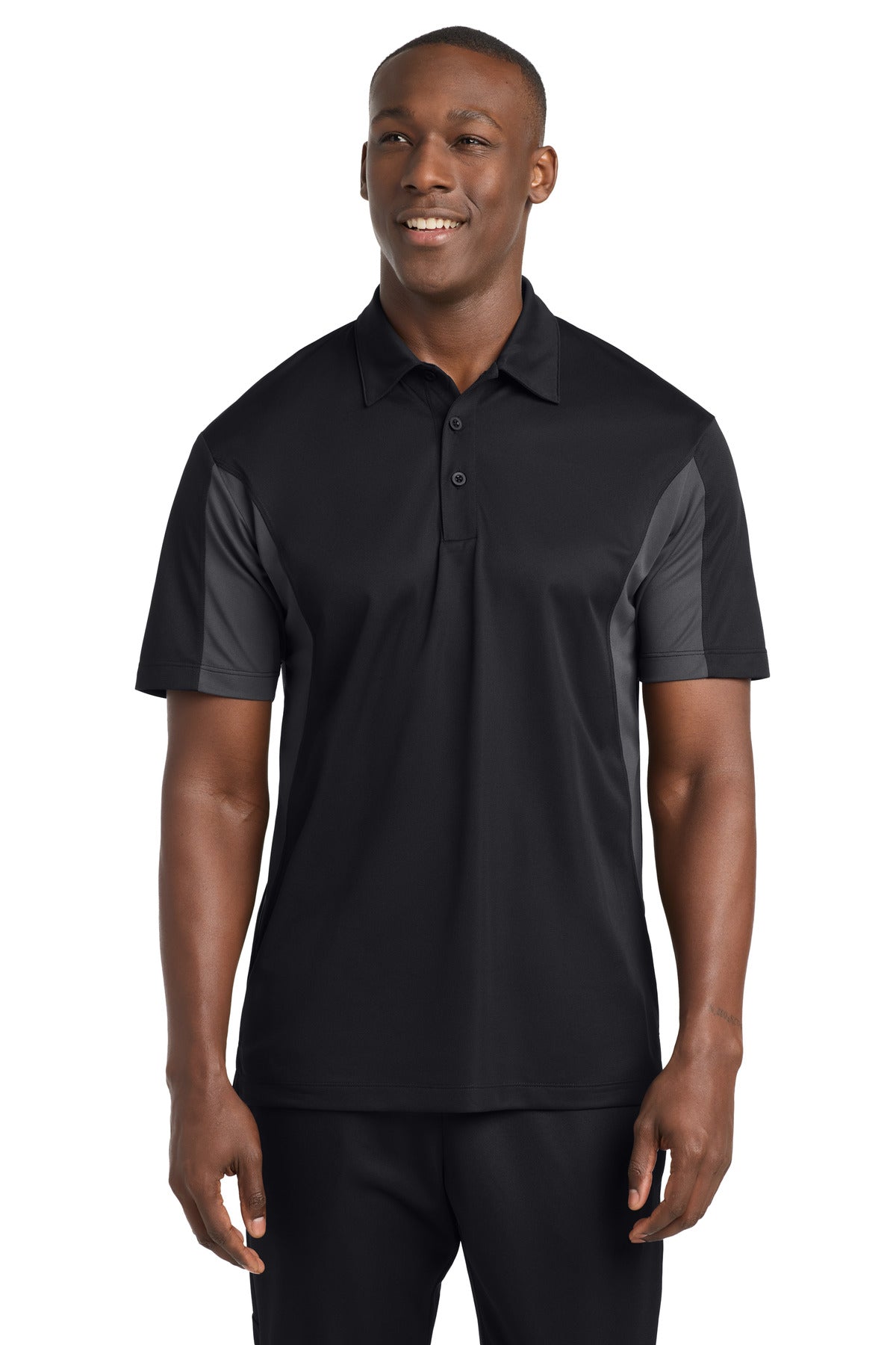 Sport-Tek Side Blocked Micropique Sport-Wick Polo ST655 Black/ Iron Grey