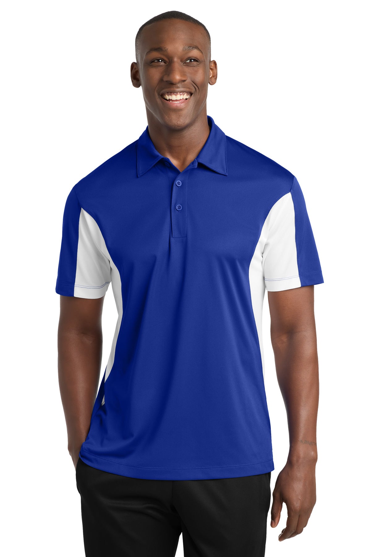 Sport-Tek Side Blocked Micropique Sport-Wick Polo ST655 True Royal/ White