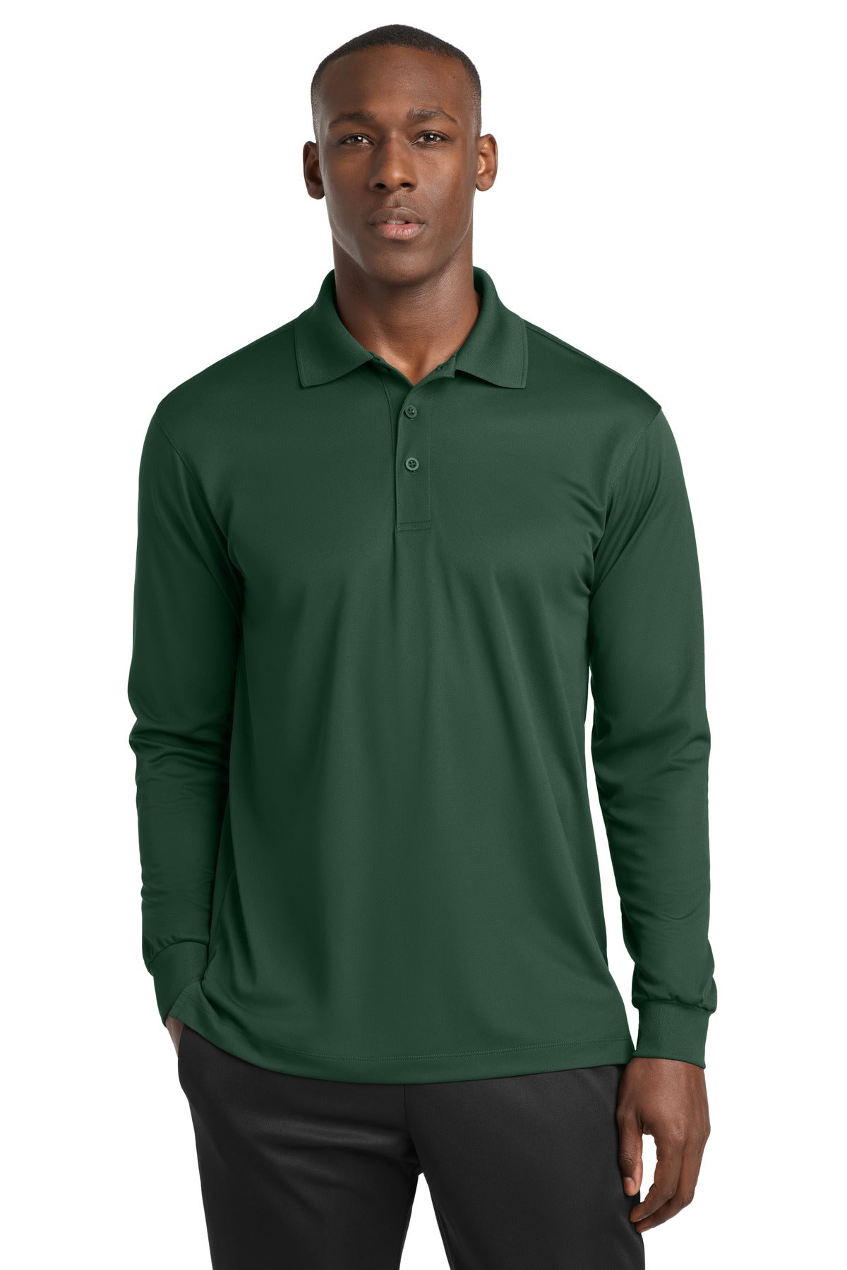 Sport-Tek Long Sleeve Micropique Sport-Wick Polo ST657 Forest Green