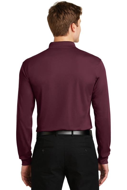 Sport-Tek Long Sleeve Micropique Sport-Wick Polo. ST657 Maroon