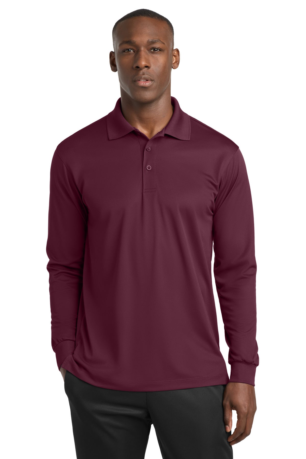 Sport-Tek Long Sleeve Micropique Sport-Wick Polo ST657 Maroon