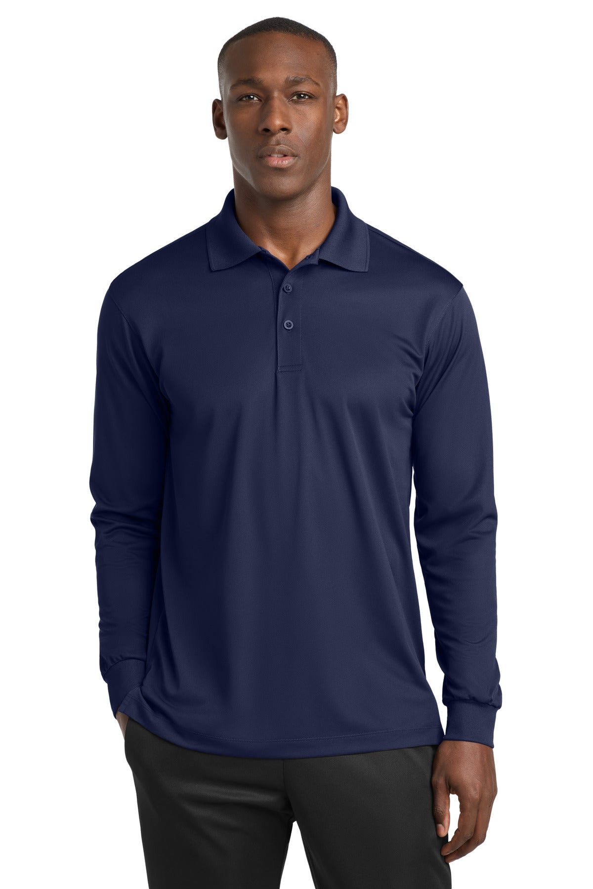 Sport-Tek Long Sleeve Micropique Sport-Wick Polo ST657 True Navy