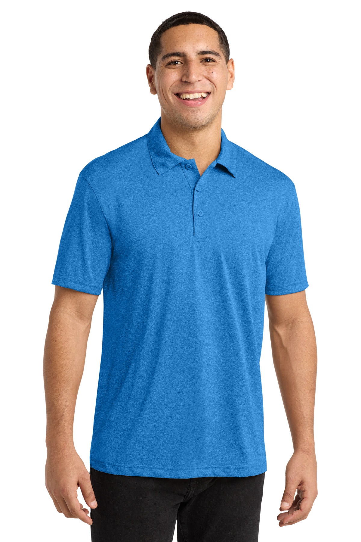 Sport-Tek Heather Contender Polo ST660 Blue Wake Heather