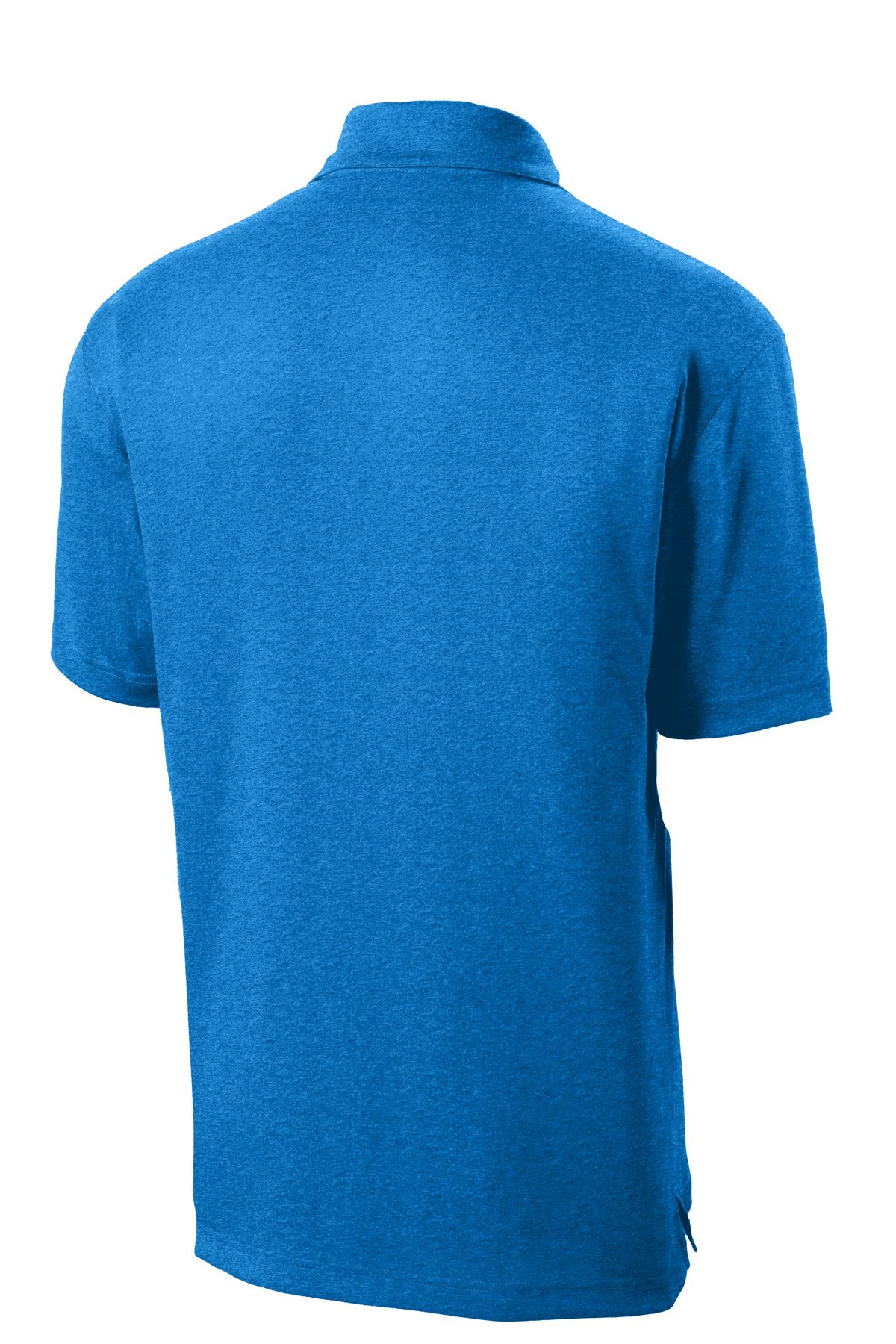 Sport-Tek Heather Contender Polo. ST660 Blue Wake Heather