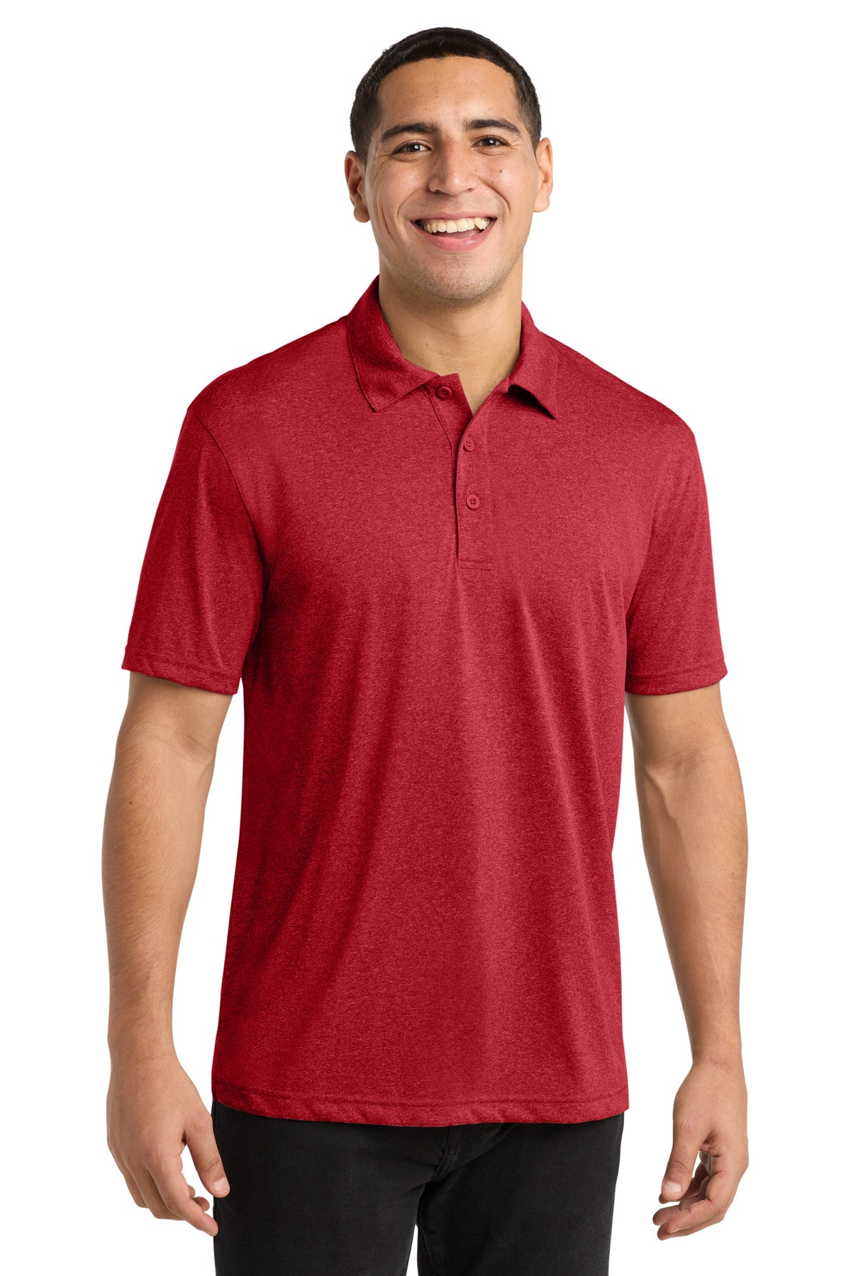 Sport-Tek Heather Contender Polo ST660 Scarlet Heather