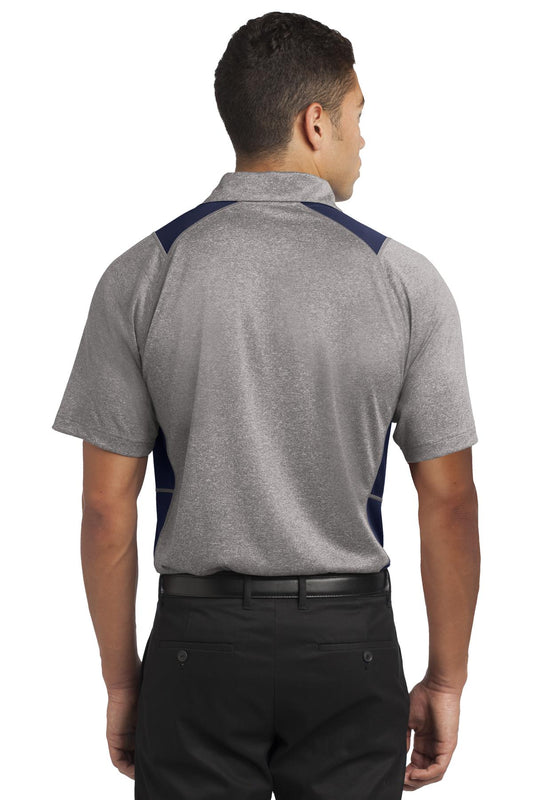 Sport-Tek Heather Colorblock Contender Polo. ST665 Vintage Heather/ True Navy