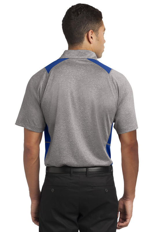 Sport-Tek Heather Colorblock Contender Polo. ST665 Vintage Heather/ True Royal