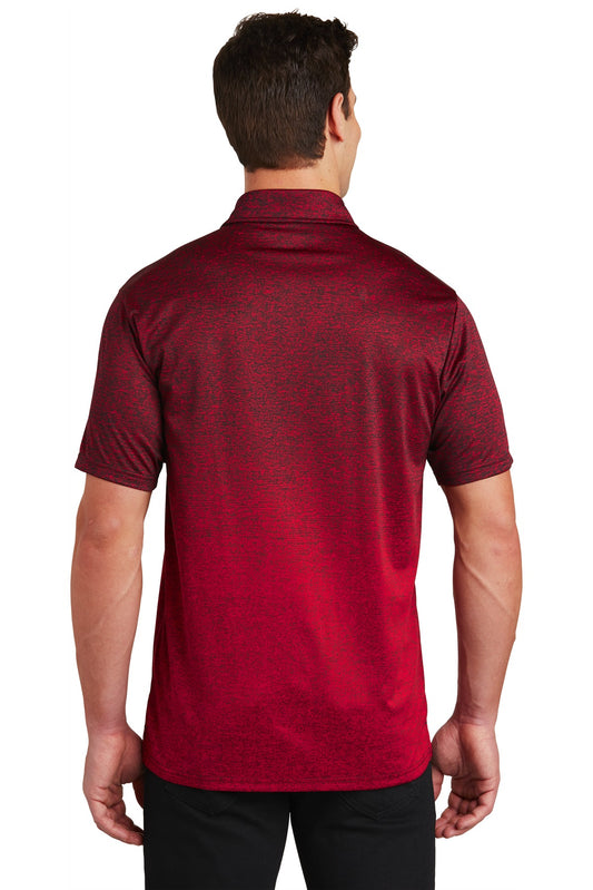 Sport-Tek Ombre Heather Polo. ST671 Deep Red/ Black