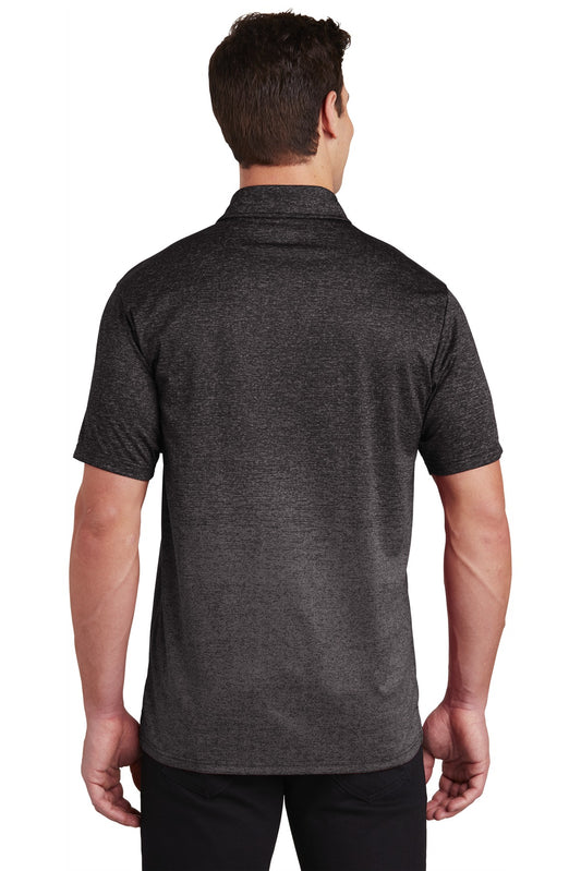 Sport-Tek Ombre Heather Polo. ST671 Iron Grey/ Black